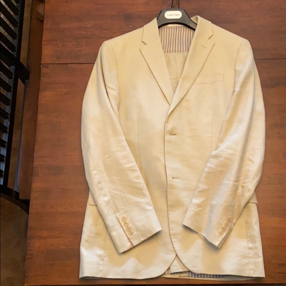 Calvin Klein khaki linen suit